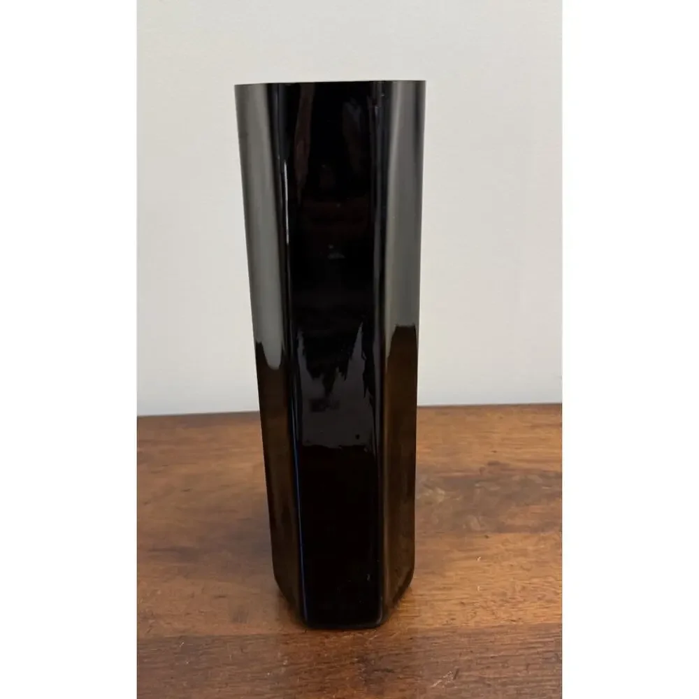 Vintage Black Amethyst Art Glass Vase 10
